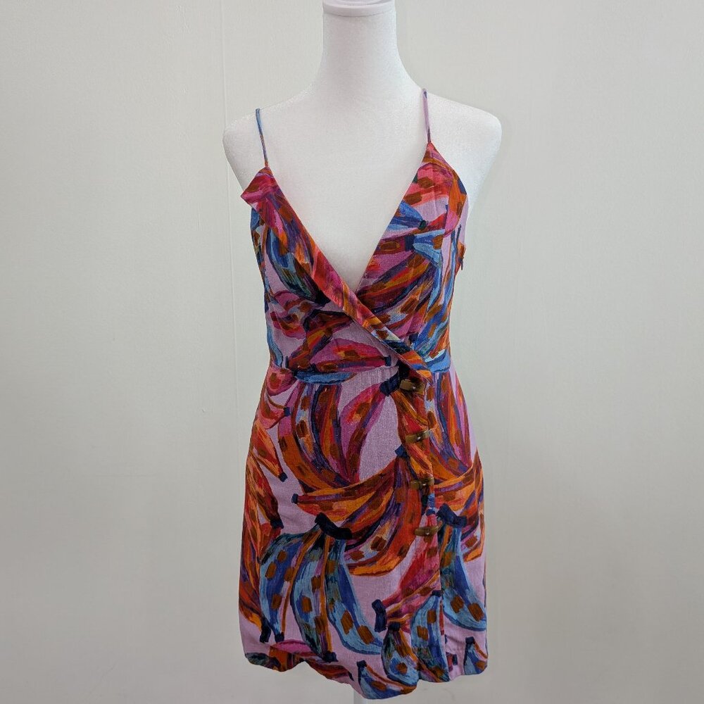 FARM Rio Colored Bananas Wrap Mini Dress